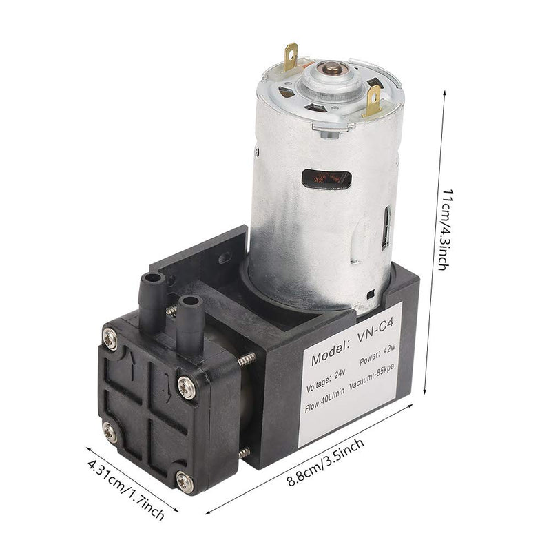 DC 24V Vacuum Pump Mini Vacuum Pump Water Air Gas Vacuum Pump -85KPa Flow 40L/min Oil-Less Vacuum Pump, Mini Air Pump Motor