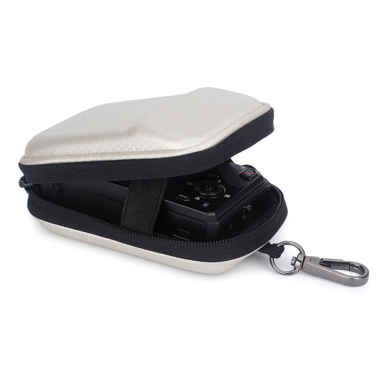 Hard EVA Shock Resistant Compact Digital Camera Case Carrying Protective for Canon PowerShot SX730 HS G9 X Nikon COOLPIX S33 Panasonic LUMIX DC GX850 ZS70 Sony Cyber-Shot HX90 Olympus TG-5, Off-White White