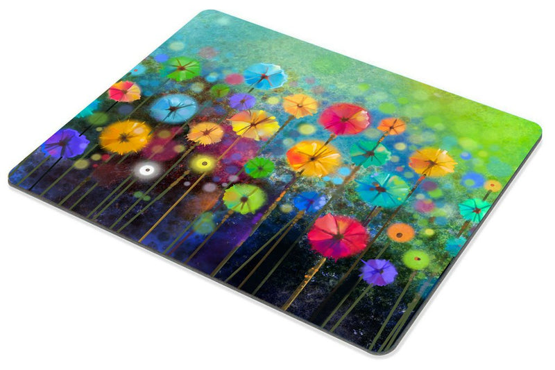 Smooffly Watercolor Nature Landscape Floral Mouse Pad, Blossom Plants Herbs Garden Scene Colorful Spring Petal Flowers Personalized Mouse Pads