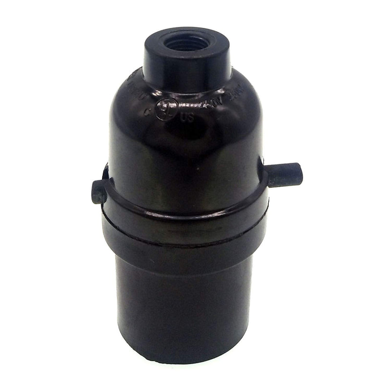 Phenolic Medium Base Light Socket with Push Switch, 3 Pack E26 Medium Screw Light Holder Black Edison Retro Pendant lamp holder