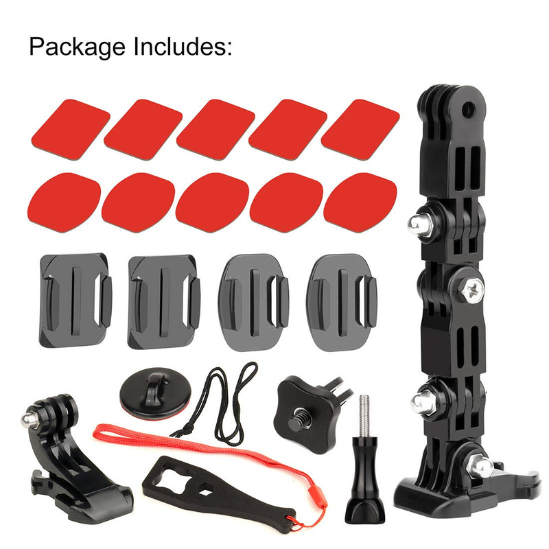 SOONSUN Motorcycle Helmet Chin Mount Kits for GoPro Hero 10 9 8 7 6 5 4 Hero Session, AKASO, SJCAM, Yi Action Camera – Includes Adhesive Pads Flat Curved J-Hook Mount