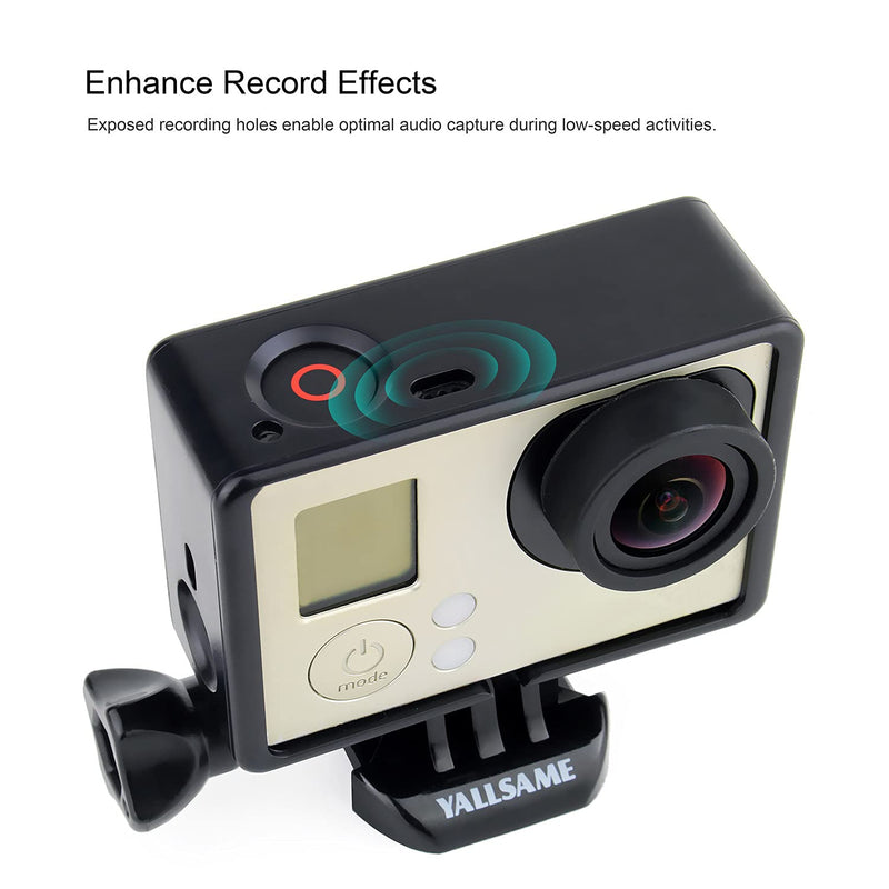 YALLSAME Frame Mount Case for GoPro Hero 4 Black 4 Silver 3 3+ with Lens Cap and Side Door Cap Protective Wire Connectable Skeleton Housing Case Accessories Kit for GoPro 4 3 3+ Action Camera Frame for HERO3/3+/4 Black Silver