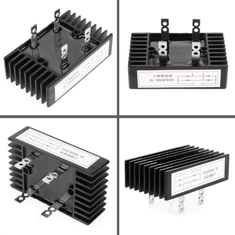 Bridge Rectifier, 2-Phase Diode Bridge Rectifier 100A 1600V Full Wave Silicon Diodes Bridge Rectifier Diode High Power with Heat Sink