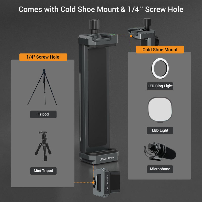 Leaplumin Ipad 12.9 Tripod Mount Adapter, Aluminum Ipad Holder for Tripod Mount,Tablet Tripod Mount with 1/4" Screw,Universal Tripod Mount for Ipad,Compatible with Ipad Pro 12.9/11/10.5-(4.7"-12.9")