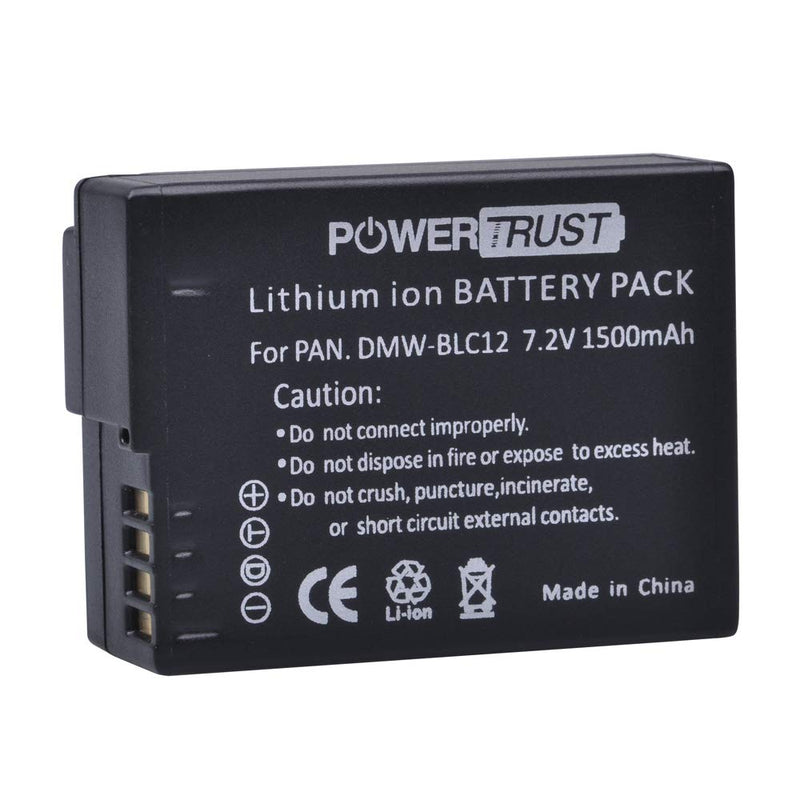 PowerTrust (2-Pack) DMW-BLC12 DMW-BLC12E DMW-BLC12PP Battery + USB Dual Charger for Panasonic Lumix DMC-FZ200, DMC-FZ1000, DMC-G5, DMC-G6, DMC-G7, DMC-GX8, DMC-G85, DMC-GH2 Digital Camera