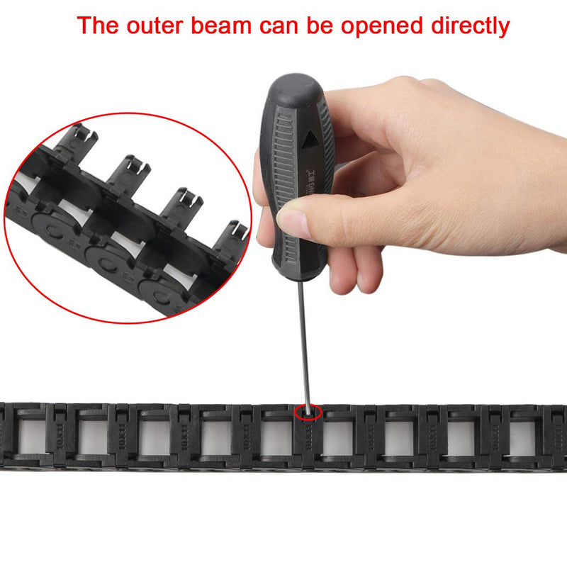 BCZAMD 10X11mm Drag Chain Semi Enclosed Type Adjustable Cable Wire Carrier Black 1M Plastic Flexible Nested Drag Chain Cable Track for 3D Printer CNC Router Mill