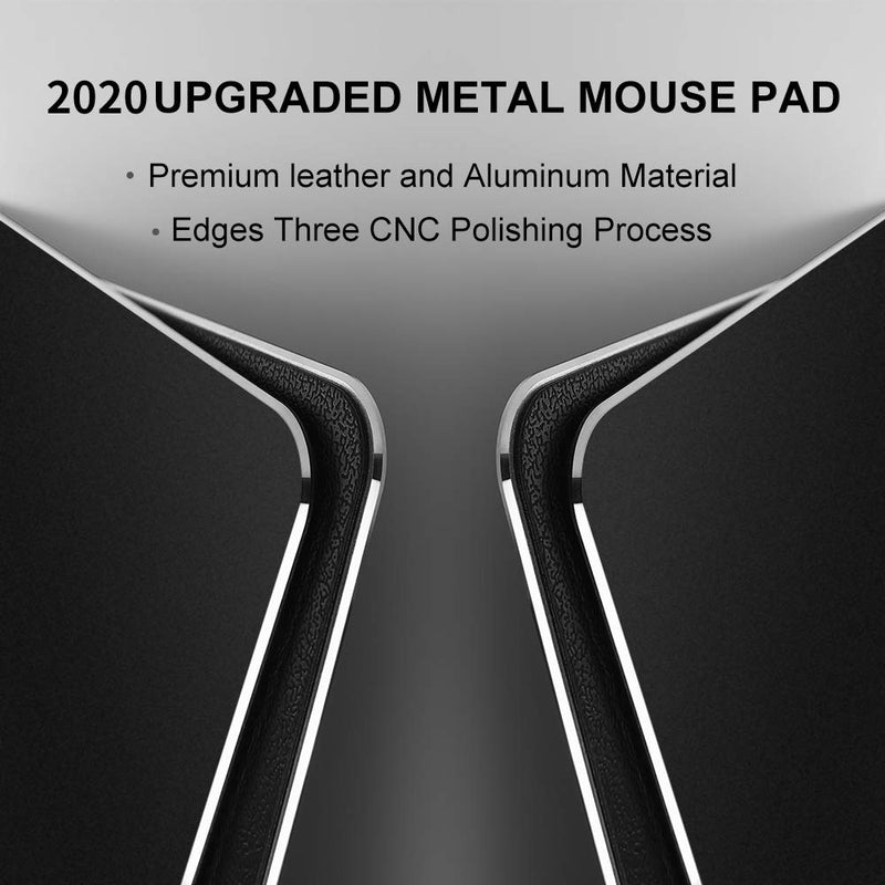 Hard Black Metal Aluminum Mouse Pad Mat Smooth Magic Ultra Thin Double Side Mouse Mat Waterproof Fast and Accurate Control for Gaming and Office((Large 11.81X9.45 Inch) Large