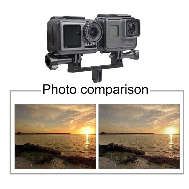 SUREWO Aluminum Dual Mount,Twin Adapter Mount Compatible with GoPro Hero 10 9 8 7 6 5 Black,APEMAN/AKASO/DJI Omso Action and More