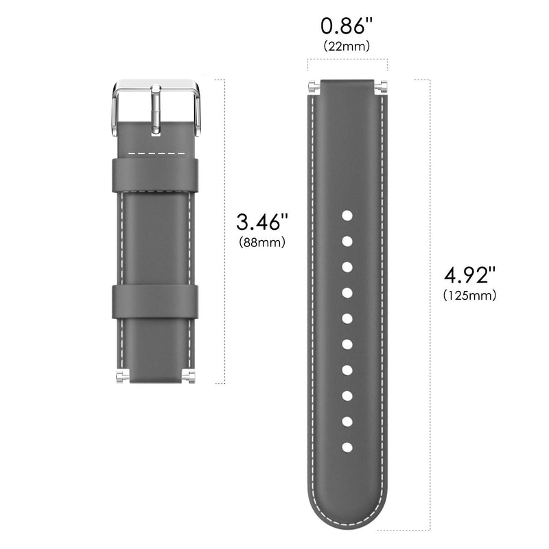 MoKo Watch Band Compatible with Garmin Forerunner 235, Premium Genuine Leather Watch Strap Fit Garmin Forerunner 235/235 Lite/220/230/620/630/735XT/Approach S20/S6/S5 Smart Watch Dark Gray