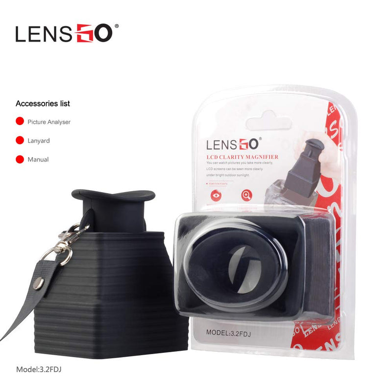 LENSGO Camera Viewfinder, Professional 3.2'' LCD Magnifier Viewfinder 3.2X Camera Screen Sunshade Hood for Canon Sony Nikon Olympus Panasonic and More DSLR/SLR Camera