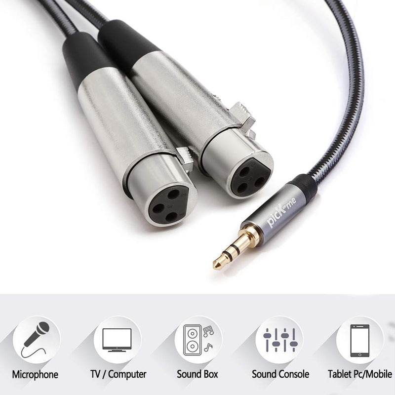 [AUSTRALIA] - picK-me TRS 3.5mm Male to Dual XLR Female Cable, 1/8 inch Mini Jack to 2 XLR Y Splitter Adapter Cord (0.3M/0.98FT) 