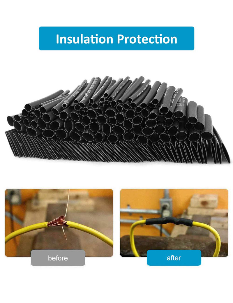 [AUSTRALIA] - 650pcs Heat Shrink Tubing Black innhom Heat Shrink Tube Wire Shrink Wrap UL Approved Ratio 2:1 Electrical Cable Wire Kit Set Long Lasting Insulation Protection, Safe and Easy, Eco-Friendly Material 