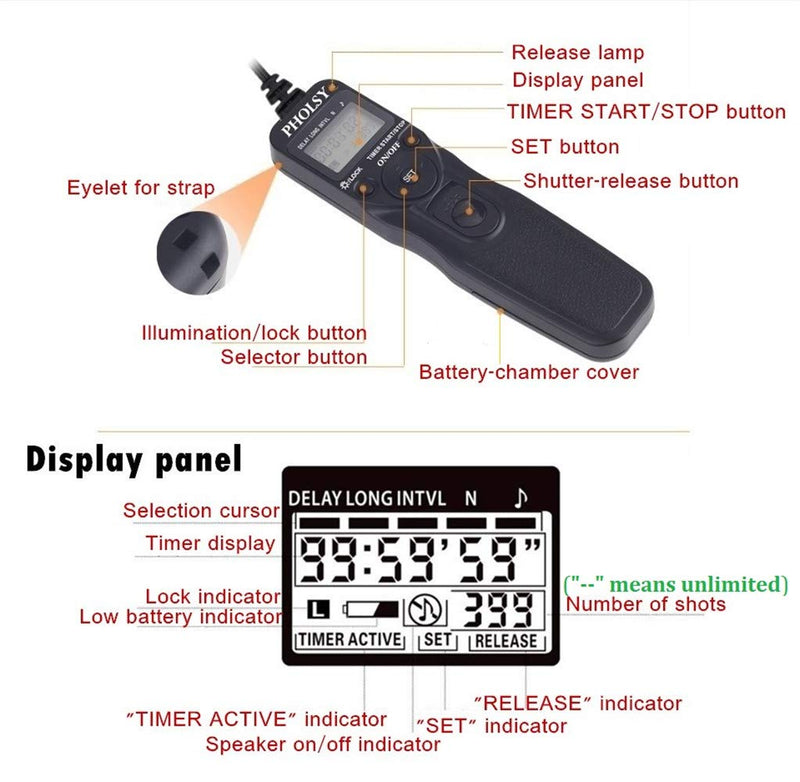 PHOLSY C6 Timer Remote Control with Intervalometer Compatible with Canon EOSR EOSRP EOSR6 90D 250D 200D 850D SX50HS; for Olympus E-M1X E-M1-II E-M1-III E-M5-III; for Fuji GFX100 GFX50R XT3 XT4 XT30 C6 compatible with Canon / Fuji / Olympus
