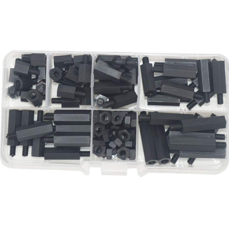 Nylon M4 Male to Male Hex Standoff Plastic Thread Motherboard Spacer Prototyping Accessories for PCB, Quadcopter Drone, Computer & Circuit Board Assortment Kit 110pcs Black M4 Male Black