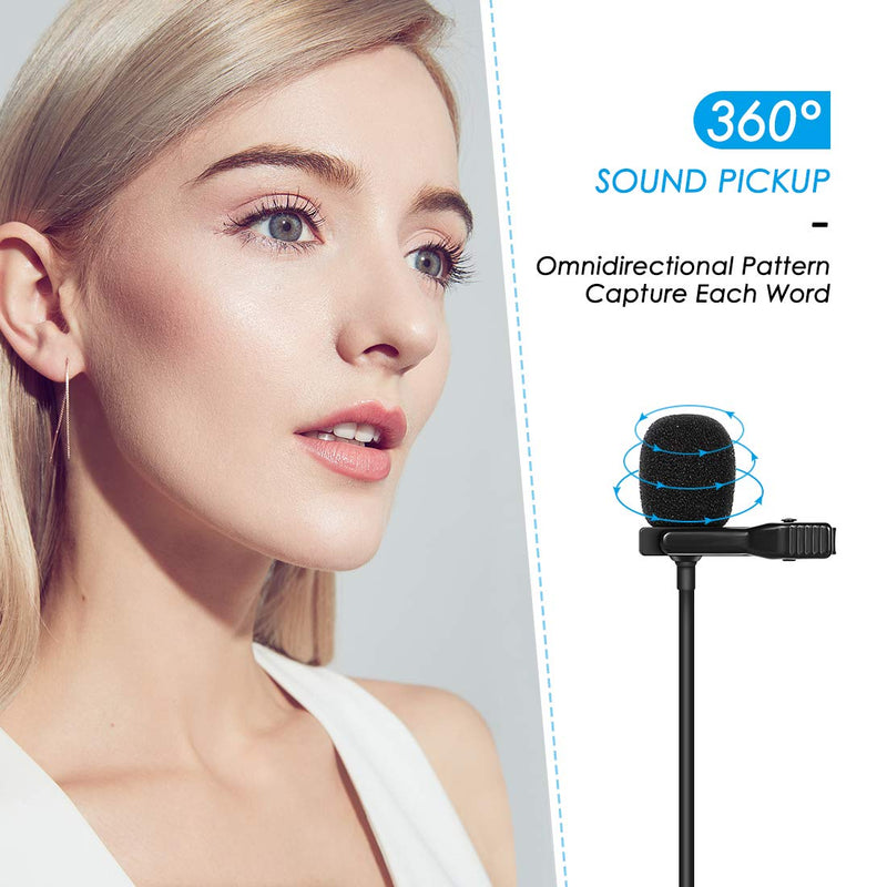 [AUSTRALIA] - Professional Lavalier Microphone,KinCam Clip-on Lapel Omnidirectional Condenser Mic with Noise Reduction & 8m Cable for Podcast,Recording,DSLR,Camera,PC,iPhone Android Interview,YouTube 