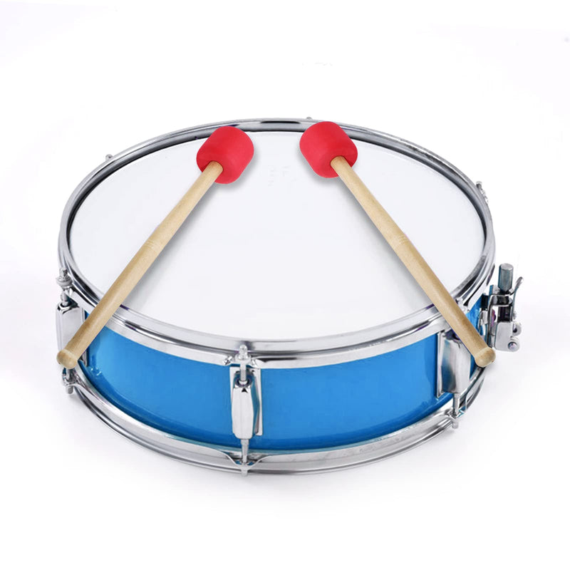 [AUSTRALIA] - Murtenze 2Pack 12.8" Bass Drum Mallet Drum Stick, Wool Felt Head Mallets Percussion Instrument Band Accessory (Red) Red 