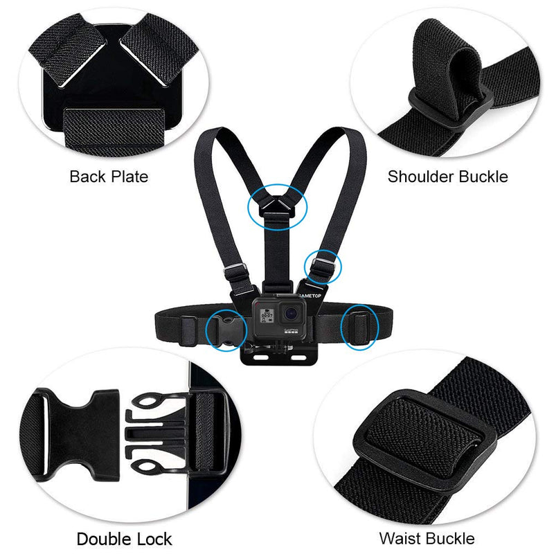 Sametop Chest Strap Mount Harness Chesty Compatible with GoPro Hero10, Hero 9, Hero 8, Hero 7 Black, 7 Silver, 7 White, Hero 6, 5, 4, Session, 3+, 3, 2, 1, Hero (2018), Fusion, DJI Osmo Action Cameras Chest Mount