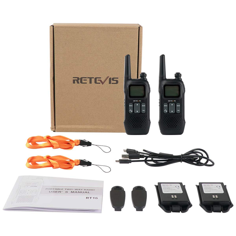 Retevis RT16 Walkie Talkie for Adults,Long Range Rechargeable Two Way Radios,NOAA Emergency VOX 22 CH 10 Call Tone USB Charging,for Camping Hiking Cruise Ship(2 Pack)