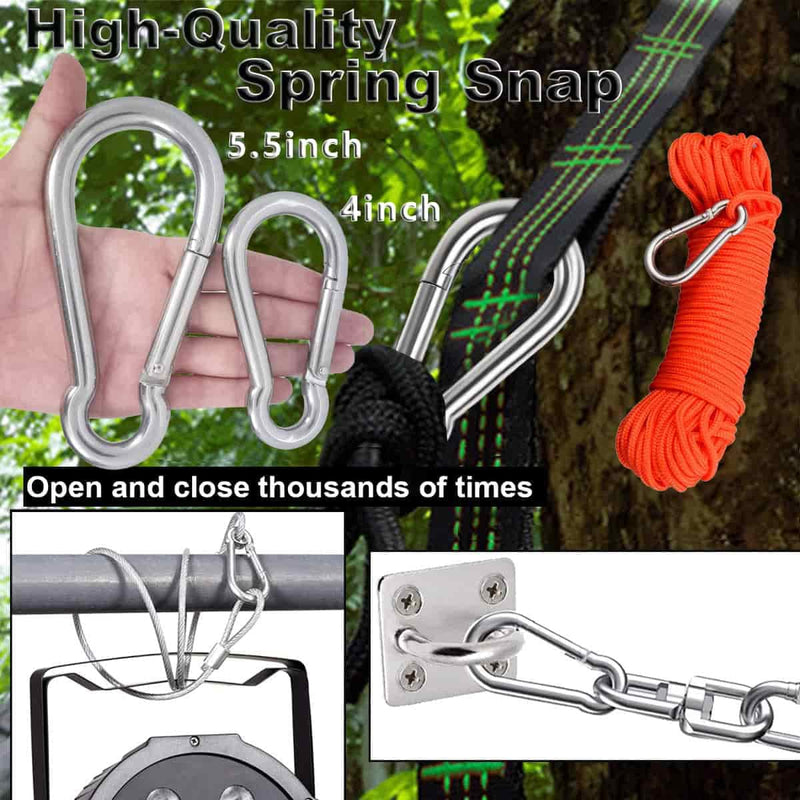 Lsqurel Spring Snap Hook, 304 Stainless Steel Spring Clips Heavy Duty Quick Link for Swing, Pet Chain, Camping, Hiking 4inch, 5pcs