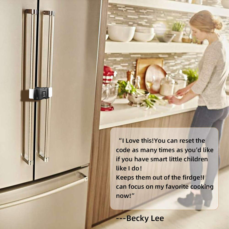 [AUSTRALIA] - Fresheracc Fridge Freezer Refrigerator Cabinet Lock Latch, (2 Packs) Adjustable French Door Guard for Toddlers Children Kids Special Needs, No Drill No Screw No Adhesive (2 Packs White) 2 Packs White 