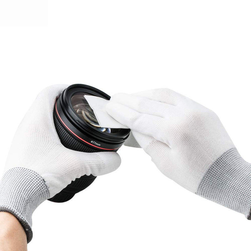 JJC Polyester Anti-Static Cleaning Gloves for Cleaning Camera Lens CCD CMOS Sensor or Other Precision Instruments with Free Size -2 Pair 2 Pairs