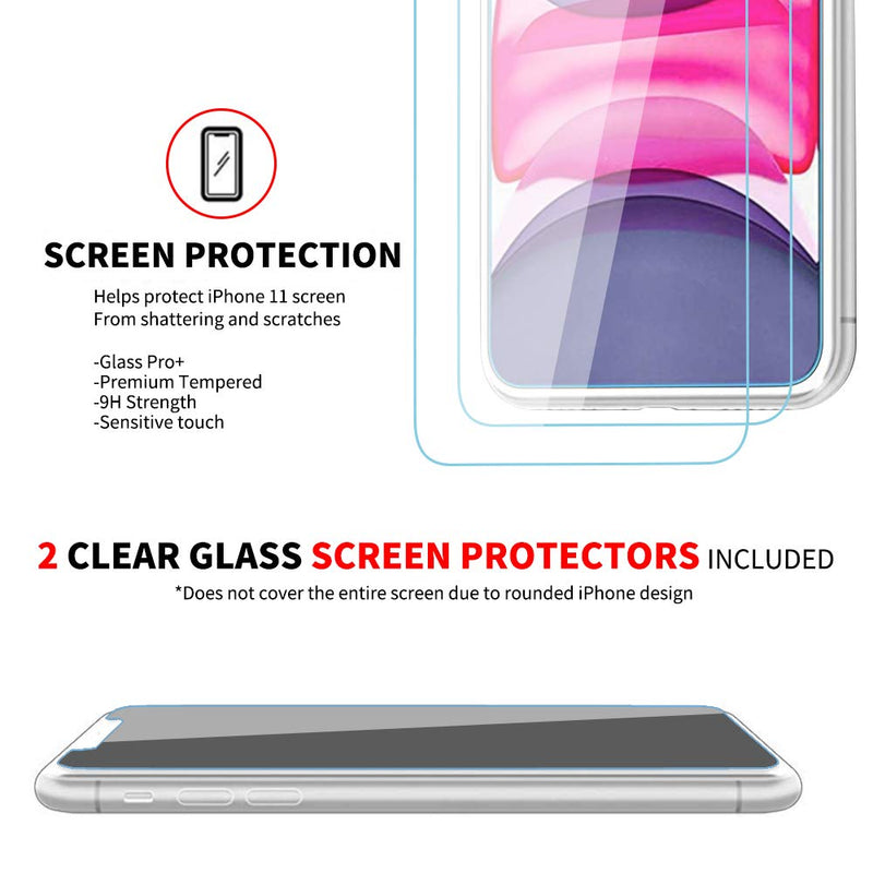 Cavie Brands iPhone 11 Clear Case with 2 Screen Protectors, Maximum Shock Absorption Protection, Clear iPhone 11 Case, Compatible with Apple iPhone 11