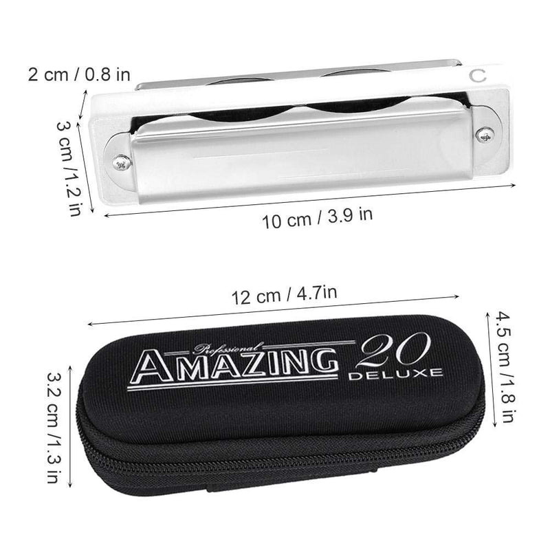 D Major Harmonica,10 Hole 20 Tone Blues Harmonica in the Key of D(White) White