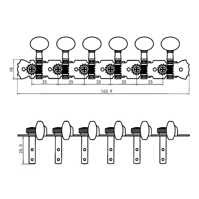 BQLZR Chrome String Acoustic Guitar Machine Heads Pack of 12 6L6R