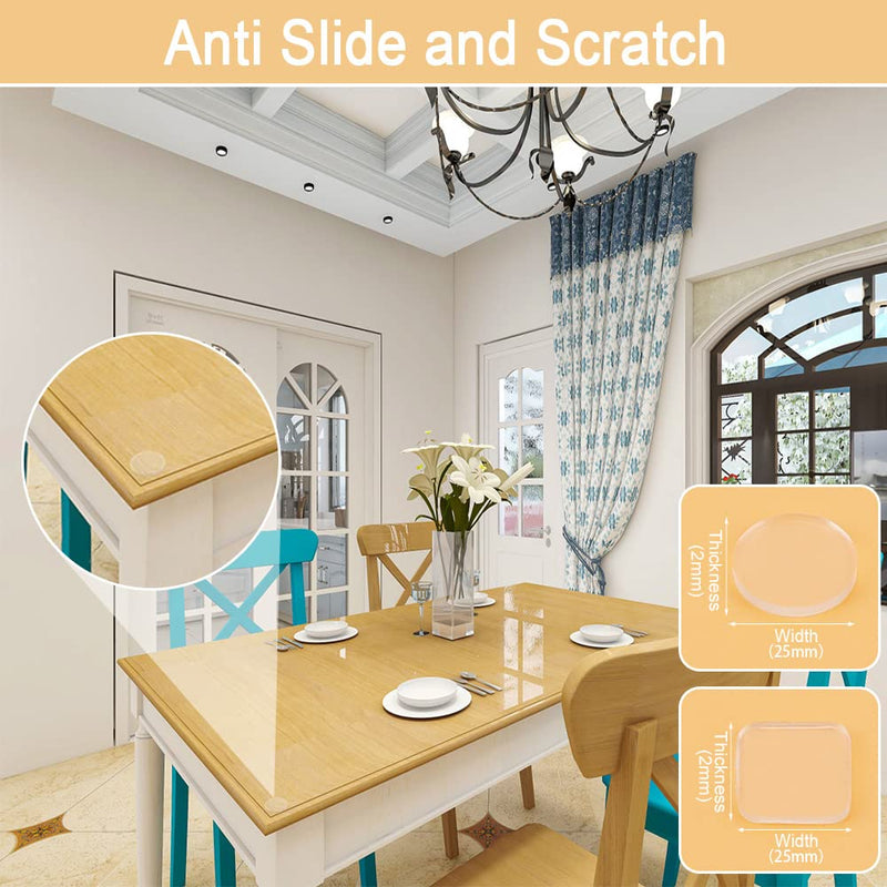 Premium Clear Soft Glass Table Top Bumper, Anti Slide and Scratch for Glass Table, Non-Adhesive Rubber Pads for Glass Table Top Spacer, Round and Square (25mm*2mm，20 PCS) 25mm*2mm 20