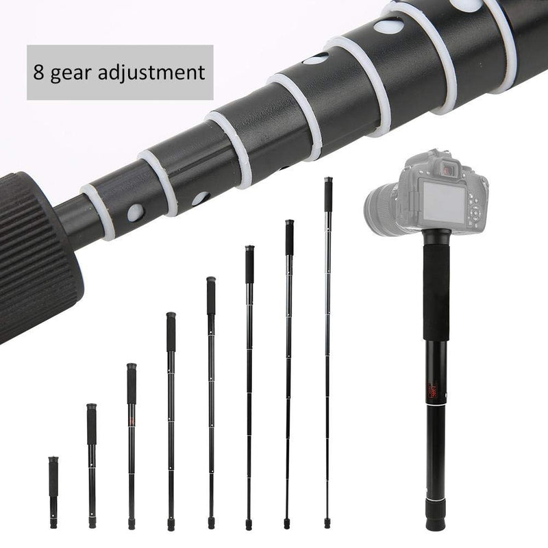 Bewinner1 Portable Monopod 8 Sections Aluminium Alloy Monopod Adjustable Height Maximum Load 5kg, Folding Size is only 28CM for SLR Camera Photography Selfie V-Log (Black2) Black2