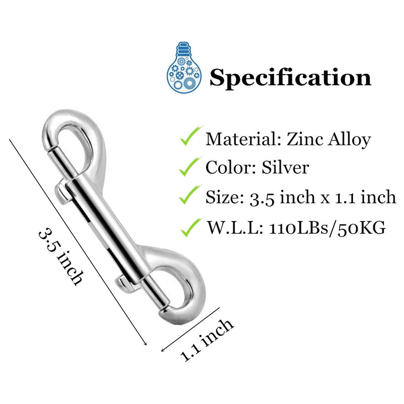 Bolt Snaps Double Ended Hook 6 Set 3.5inch/90mm Zinc Alloy Trigger Metal Clips for Key Chain Dog Leash Horse Pet Sling Feed Buckets 6 PACK