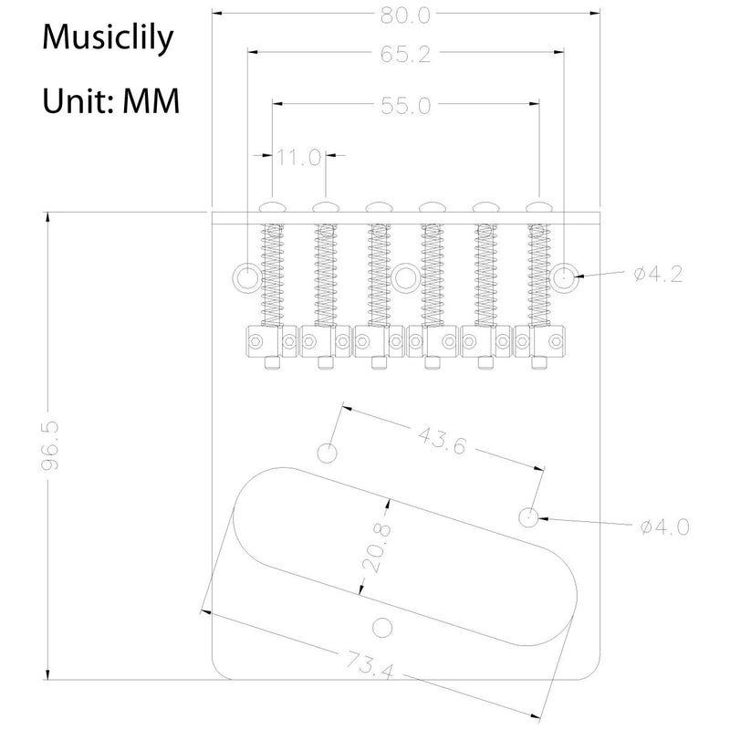 Musiclily Vintage 6-string Telecaster Bridge with 6 Saddles for Tele Style Guitar, Chrome