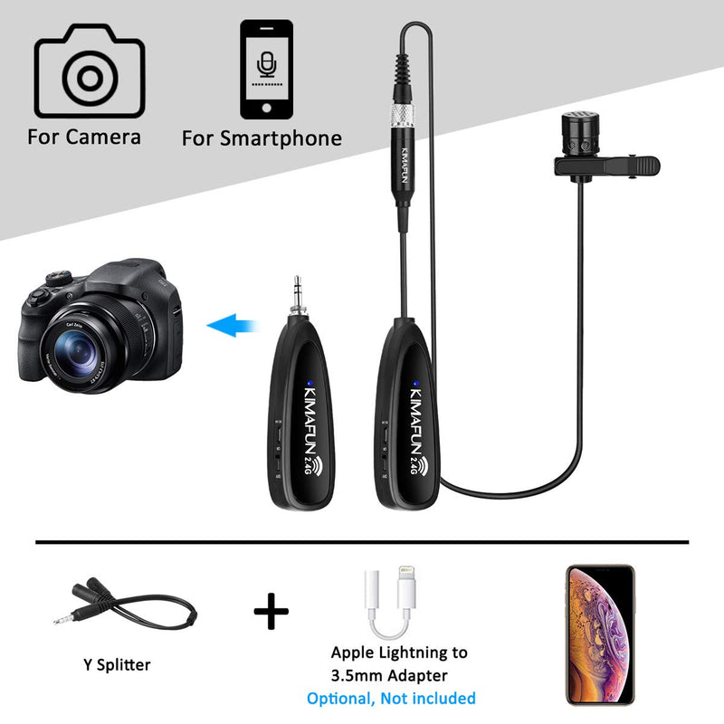 [AUSTRALIA] - Wireless Microphone System, KIMAFUN 2.4G Wireless Headset and Lavalier Lapel Microphones For iPhone, Android Phone, Laptop and Speaker, designed for Teaching, Recording, Vlog, Broadcast, G102-3 