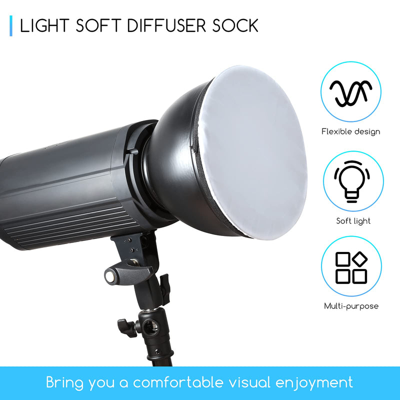 4 Pieces Diffuser Lamp Sock Soft Diffuser Lamp Cover 7 Inches/ 18 cm Standard Cloth Diffuser Light Sock Lampshade Reflector Lamp Sock for Strobe Flash Light Speedlite (White) White