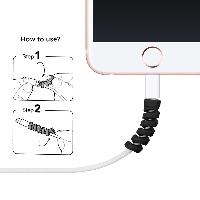 [AUSTRALIA] - 24 Pieces Charger Cable Saver, Silicone Flexible Cable Wire Protector, Mouse Cable Protector, Suit for All Cellphone Data Lines (Black) Black 