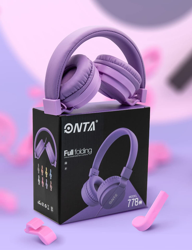 ONTA Kids Headphones for Boys Girls - Child Student Headset Wired plug Toddler Earphones School Teen on Ear for Ipad | Computer | Smart phone | Amazon Fire Tablet | Laptop | Plane Travel | Game purple