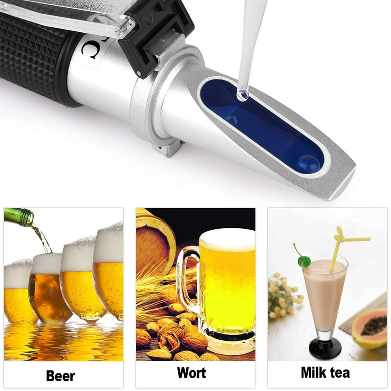 Beer Wort Refractometer for Homebrewing Beer, Dual Scale Specific Gravity 1.000-1.120 and Brix 0~32%, Beerbrewing Refractometer Hydrometer with (ATC) Autoction Temperature Compensation