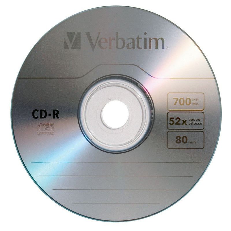 Verbatim CD-R 700MB 80 Minute 52x Recordable Disc for Data and Music- 30 Pack Spindle, Silver Branded Surface 30pk Standard Packaging