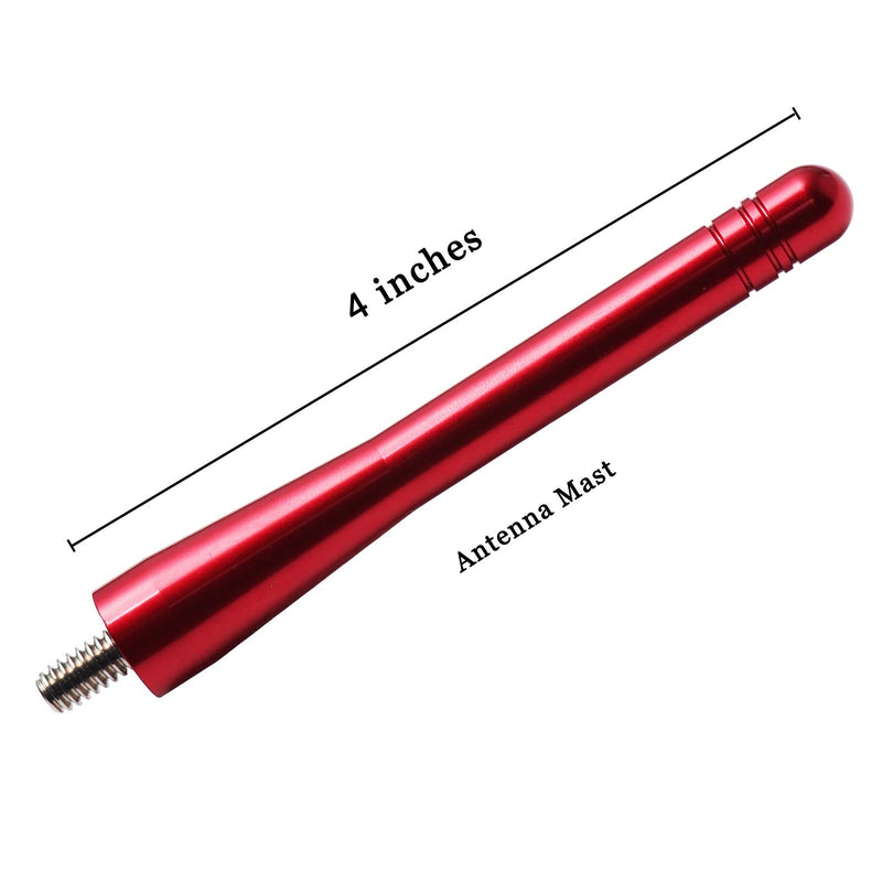 JAPower Replacement Antenna Compatible with Subaru Forester 1998-2016 | 4 inches-Red Red