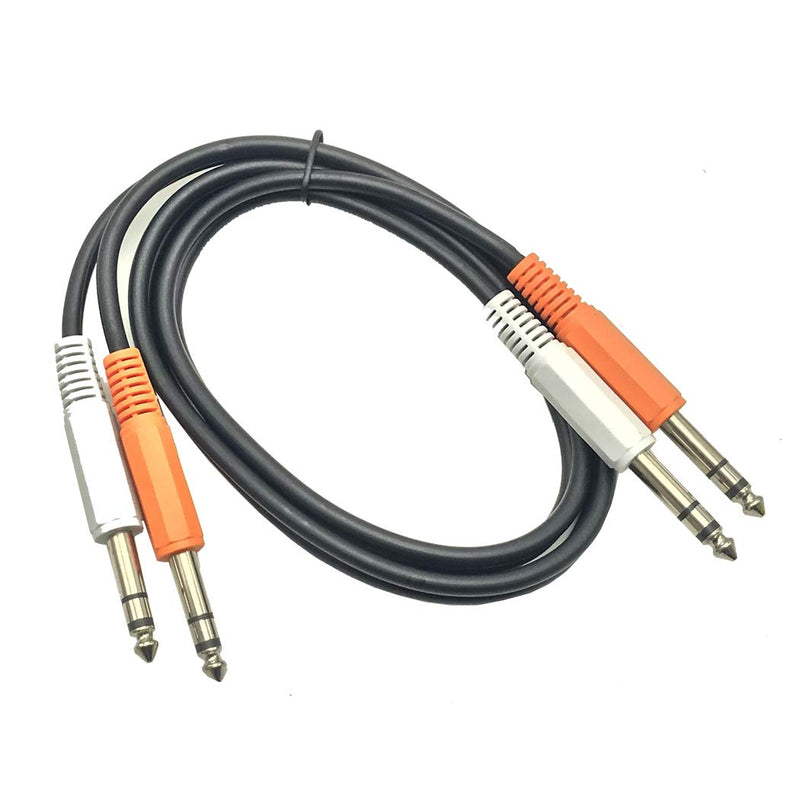 MMNNE Dual 1/4" TRS to Dual 1/4" TRS Stereo Interconnect Cable (Black 3Feet) Black 3Feet