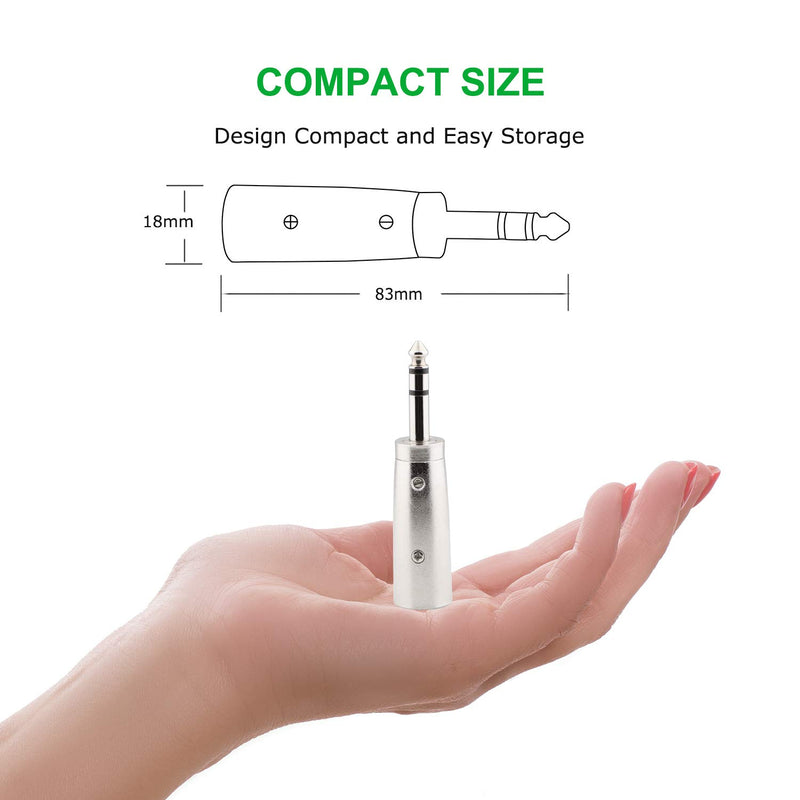 [AUSTRALIA] - 1/4 inch TRS to XLR Male Adapter, HOSONGIN Quarter 1/4" Inch 6.35mm TRS Stereo Male Plug to 3PIN XLR Male Heavy Duty Metal Audio Microphone Adapter, 1 Pack Balanced - 1/4" TRS to XLR Male 