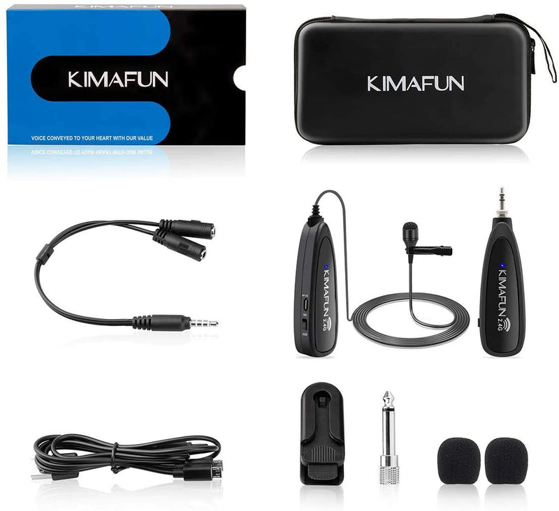 [AUSTRALIA] - Wireless Microphone System,KIMAFUN 2.4G Wireless Lavalier Microphone with Lavalier Lapel Mics,Wireless Transmitter & Receiver for Computer,Speaker,Phone,Camera,Teaching and Public Speaking,G130 