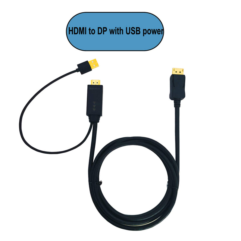 HDMI to Displayport Adapter Cable with USB Power 4K@30Hz, BolAAzuL Active HDMI in to DP Out Male to Male Video Converter Cord 6FT/1.8M for PC Laptop PS4 Desktop HDMI to DP (4K@30Hz/ USB)