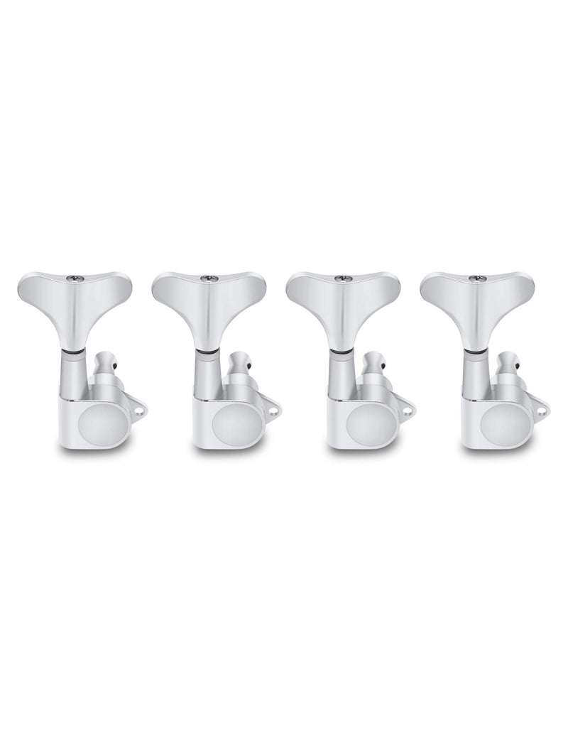 Metallor Guitar Sealed Tuners Tuning Pegs Machine Heads 4 In Line for Right Hand 4 String Bass Guitar Chrome. Chrome-02