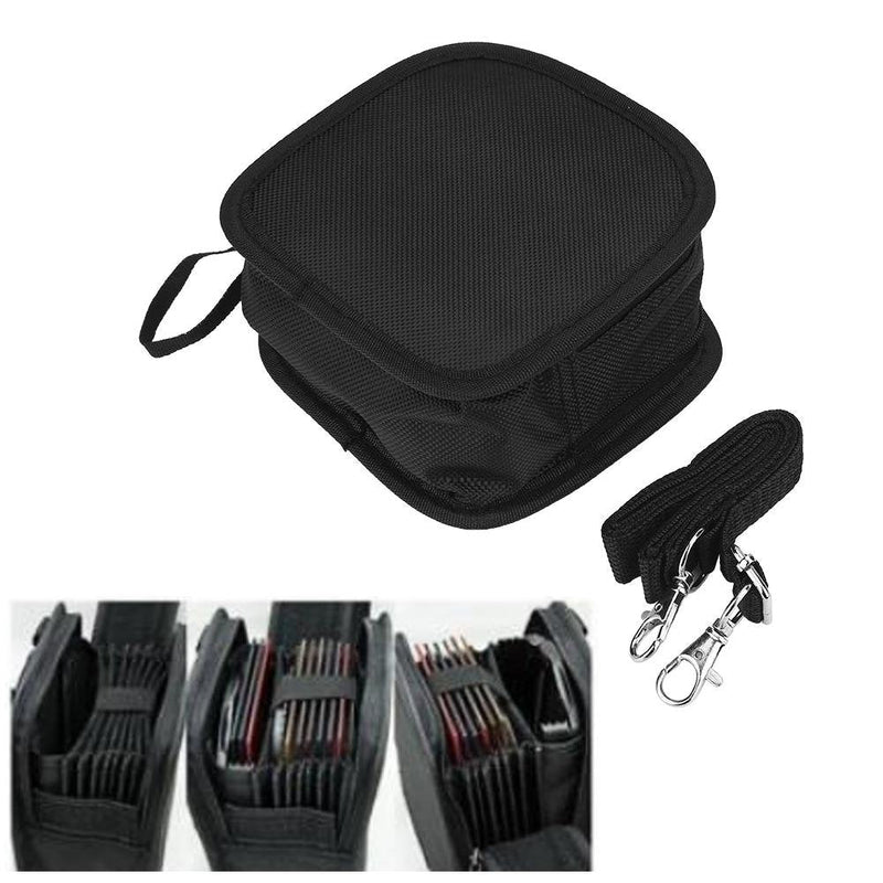 Serounder Bags for Cameras and Photographic Equipment, Camera Lens Filter Carry Case, 9-Pocket Lens Filter Wallet Pouch Bag Travel Holder Belt Bag with Detachable Strap