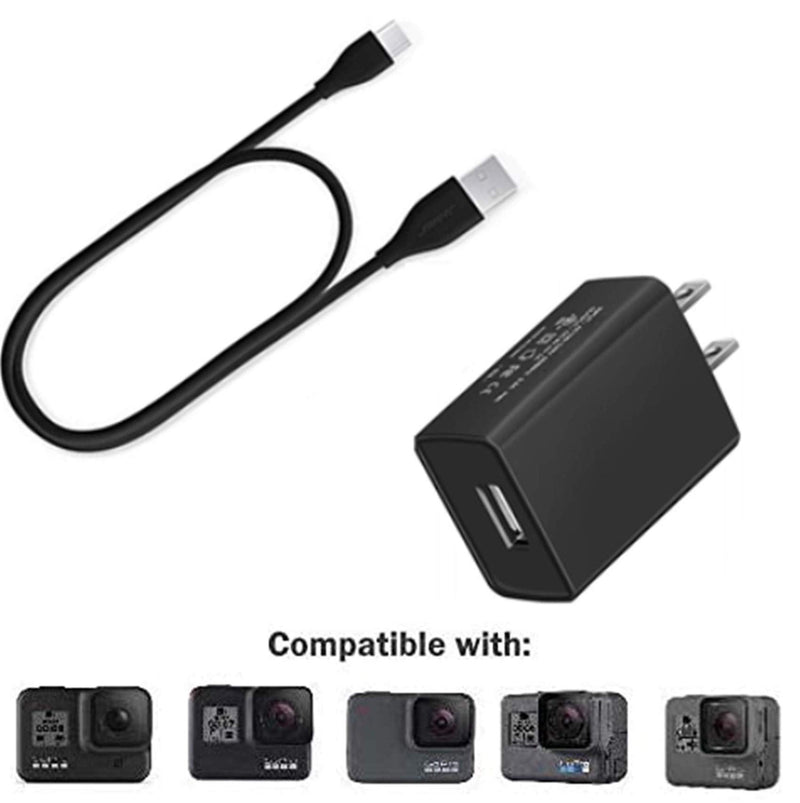 Type C Fast Power AC Adapter Charger Charging Power Supply Cable Cord Line for GoPro Hero 8 Black MAX Hero 7 Black Silver White GoPro Hero 6 Black Hero 5 Black, Hero 2018, Hero5 Session