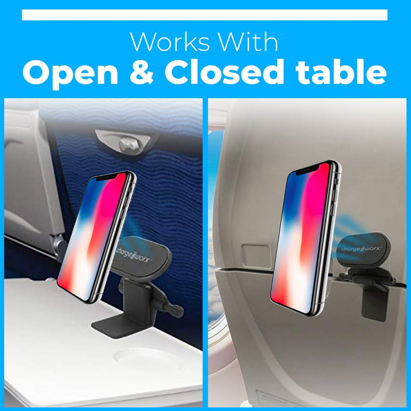 ChargeWorx Airplane Inflight Magnetic Phone & Tablet Mount - 360 Degrees Rotate Universal Device Flight Seat Holder - Designed Multi-Angled Viewing, Supports Different CellPhones & Tablets