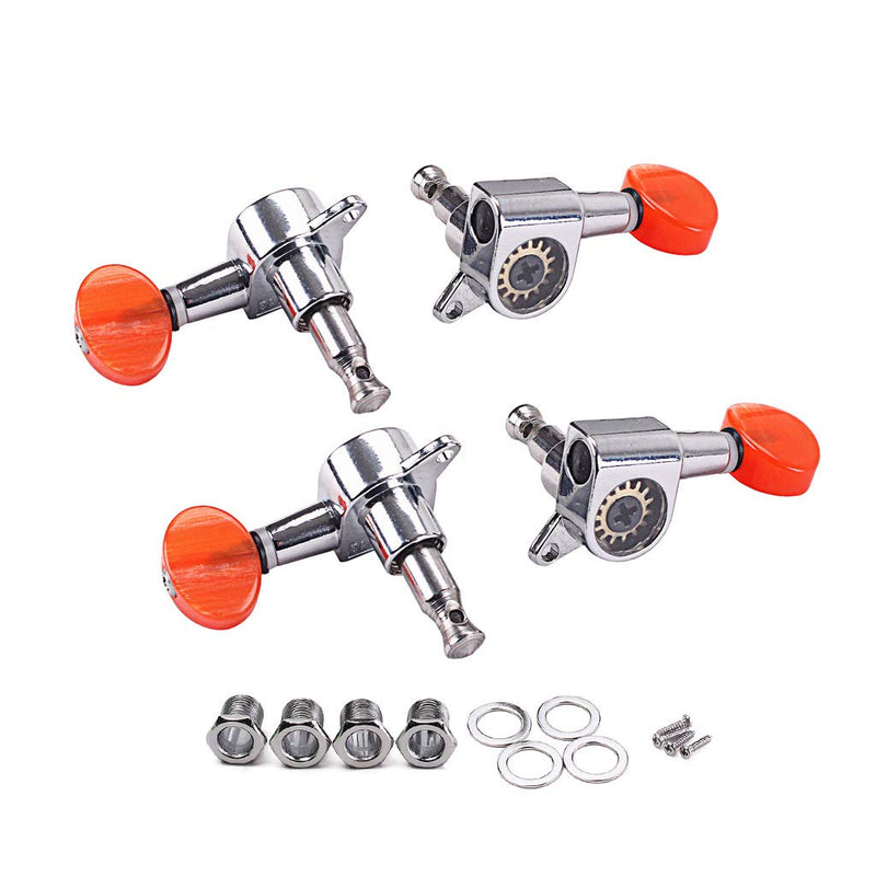 Alnicov Tuning Pegs Machine Heads 2R2L Tuners With Red Tuning Peg Button For Ukulele 4 String Guitar