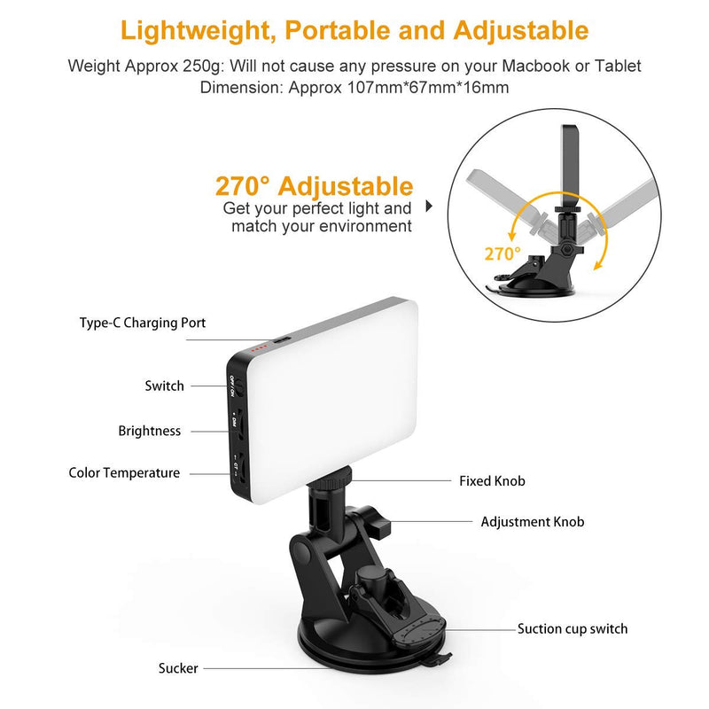 VIJIM Video Conference Lighting Kit,Zoom Lighting for Computer Video Conferencing with Suction Cup and Tripod Stand,Computer Laptop Lamp for Zoom Calls/Remote Working/Online Meeting