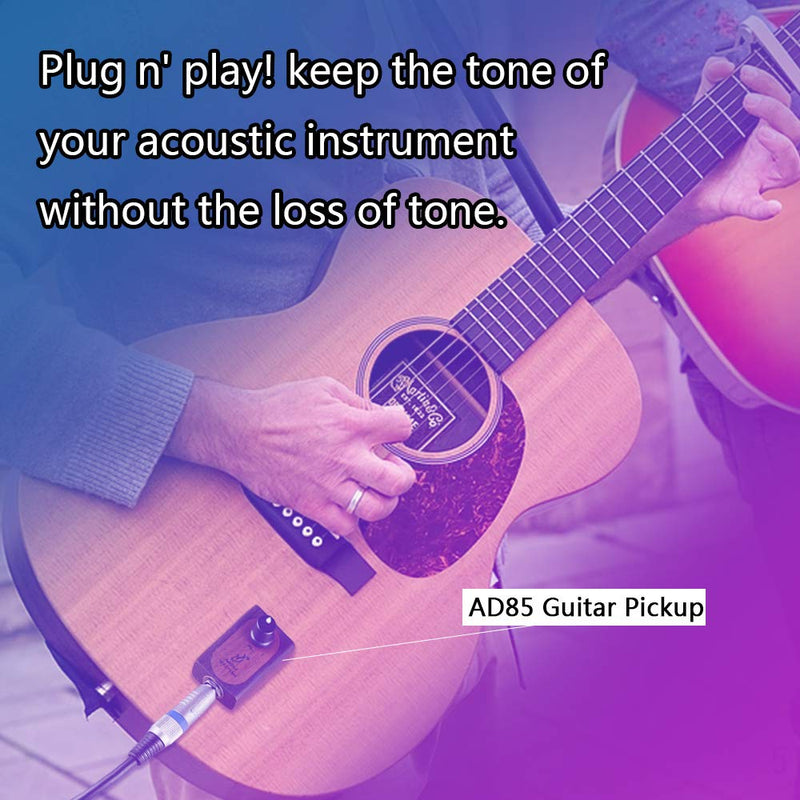 Adeline piezo transducer pickup very convenient for Acoustic Classical Guitar Ukulele Violin Cello Mandolin Banjo etc,The sound clear,warm and crisp.With volume control, no guitar drilling